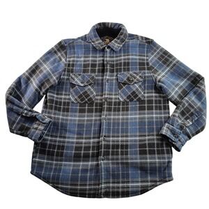 Freedom Foundry Plaid‎ Flannel Sherpa Lined Shirt Jacket Men's L Blue Black